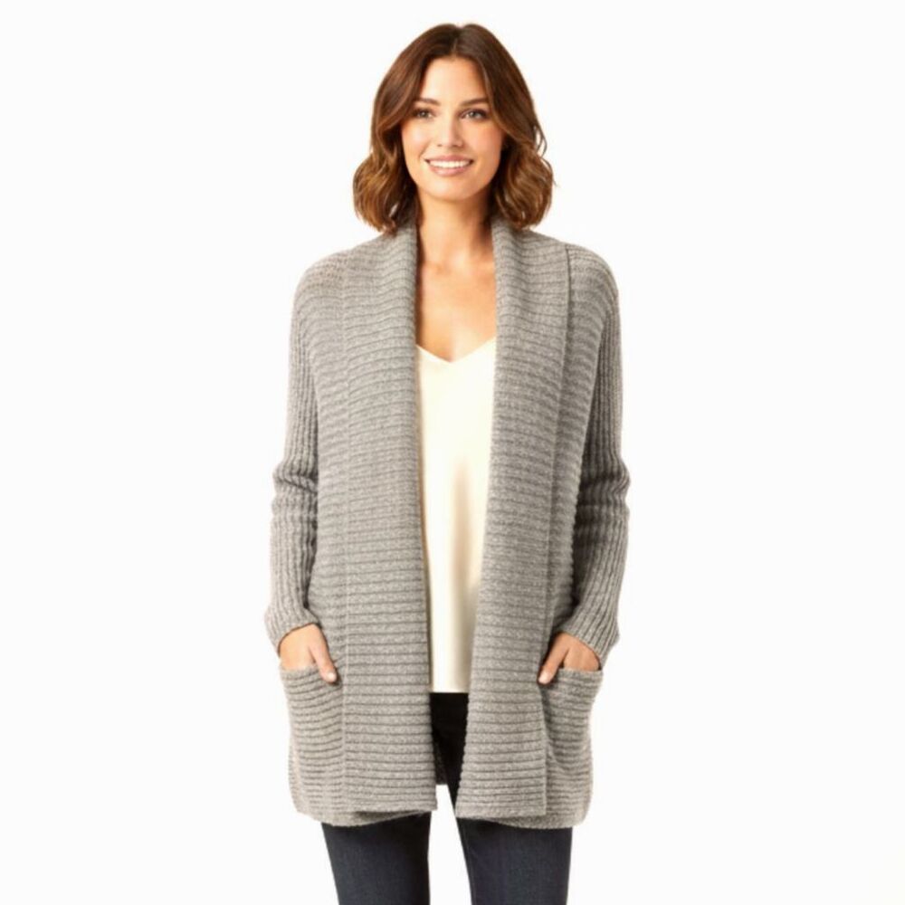 Soft Joie Womens Small Gray Knit Cardigan Sweater‎ Wool Blend Open Front